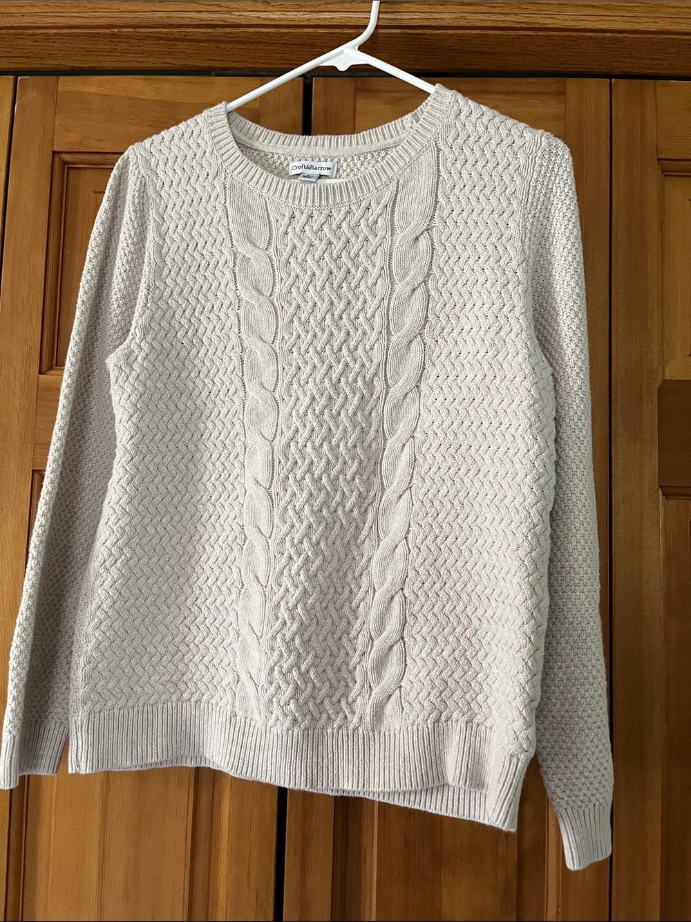croft & barrow Cream Cable Knit Crewneck Sweater